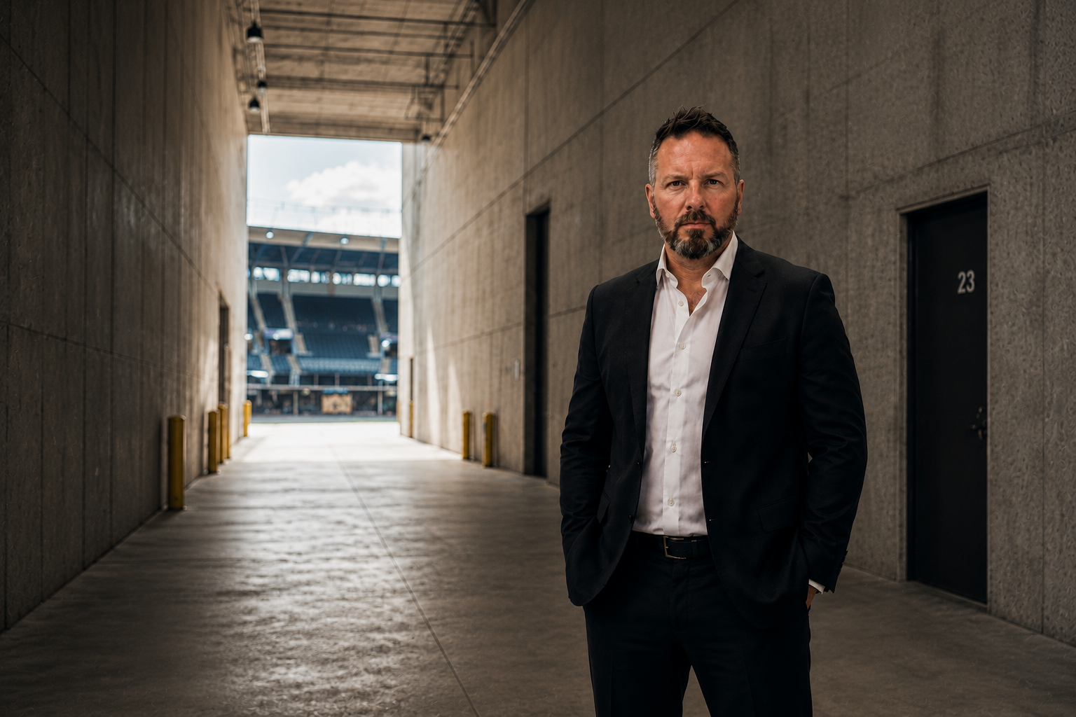 Ryan Thomas standing in an empty stadium